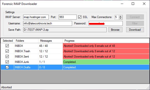 Screenshot Forensic IMAP Downloader 7