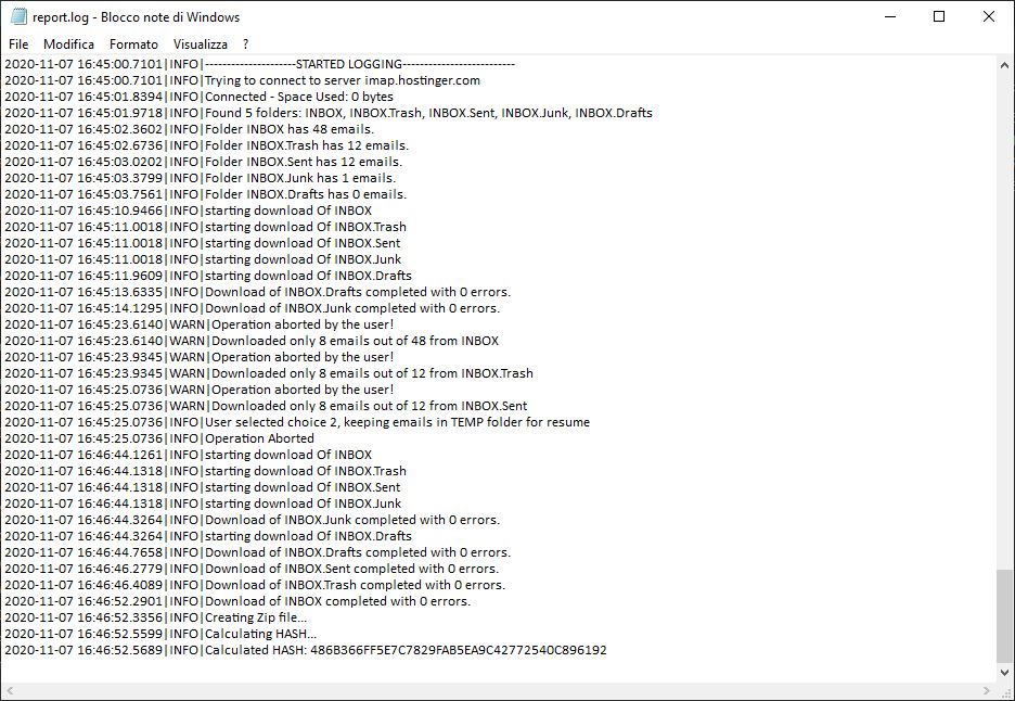 Screenshot Forensic IMAP Downloader 8